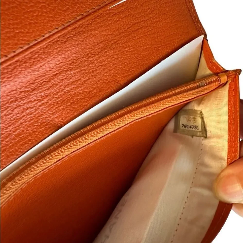 Chanel orange leather wallet
